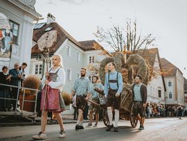 Pferdegespann beim Erntedankfest in Reutte