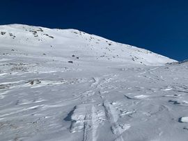 Flacherer Teil vor Schlusshang richtung Morgenkogel