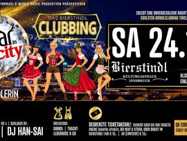 Veranstaltungsplakat für das Dirndl in the City Clubbing am 24. Oktober 2026 im Bierstindl Innsbruck.