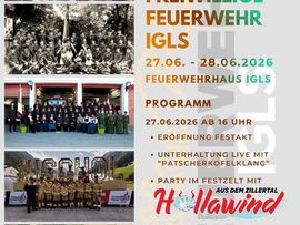 Werbeplakat der Freiwilligen Feuerwehr Igls mit Veranstaltungsinfos