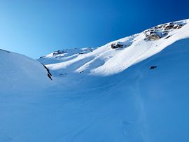 Skitour Kleiner Kaserer Aufstieg durch Rinne