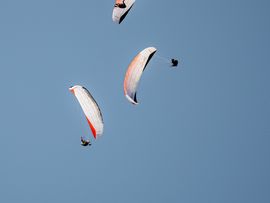 Drei Paragleiter in der Luft