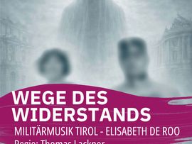 graues Werbeplakat mit 3 Figuren und Infos