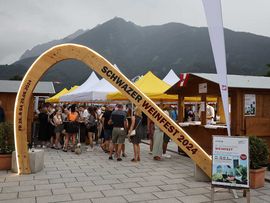 Besucher beim Weinfest in Schwaz