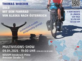 Plakat für die Präsentation von Thomas Widerin „Long Way Home“ in Innsbruck